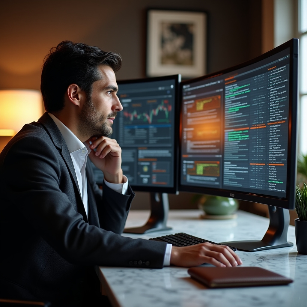 Analytik sleduje výsledky vyhledávání s AI přehledy na monitoru